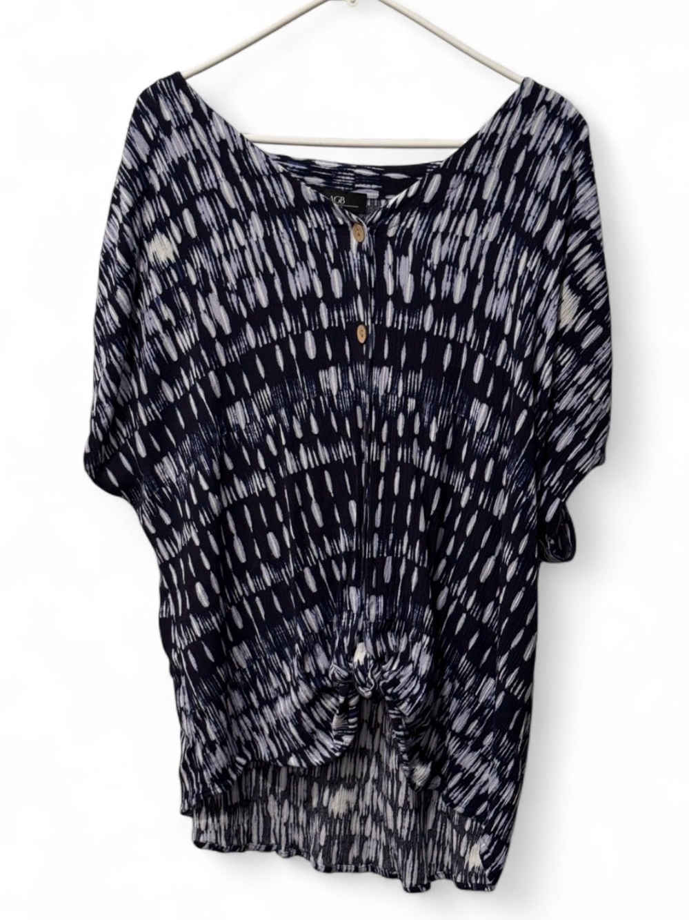 AGB Black and White Patterned Button-Front Tunic